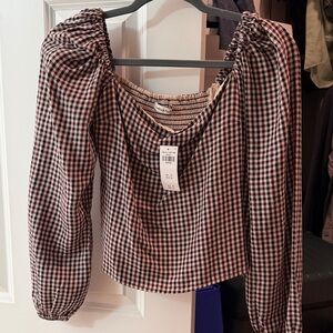 Abercrombie & Fitch Checkered Blouse - Black and White